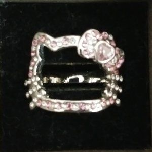 Hello Kitty Face Outline Rhinestone Ring